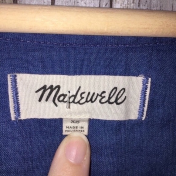 Madewell Blue Tie Sleeve Blouse - Picture 5 of 5